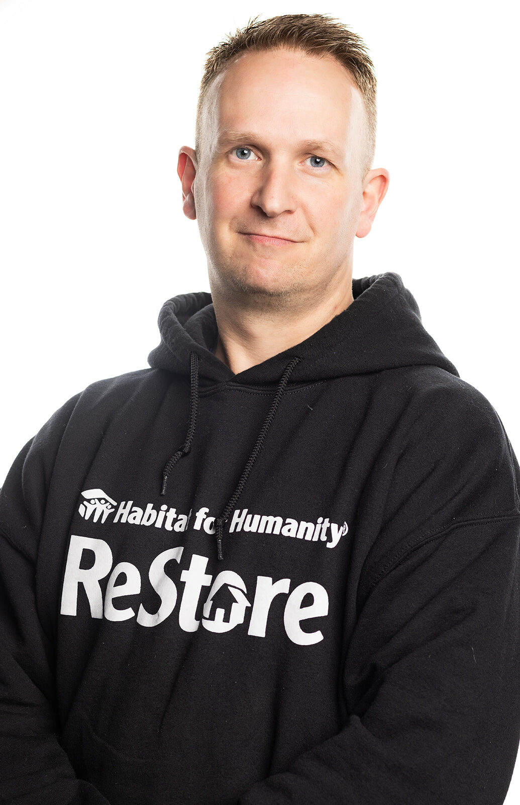 Steve in his black ReStore hoody